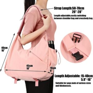 Yoga Tote Gym Shoulder Bag for Men&Women, Waterproof Wet Pocket & Adjustable Mat Strap