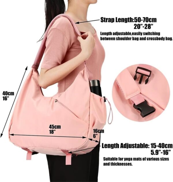 Yoga Tote Gym Shoulder Bag for Men&Women, Waterproof Wet Pocket & Adjustable Mat Strap