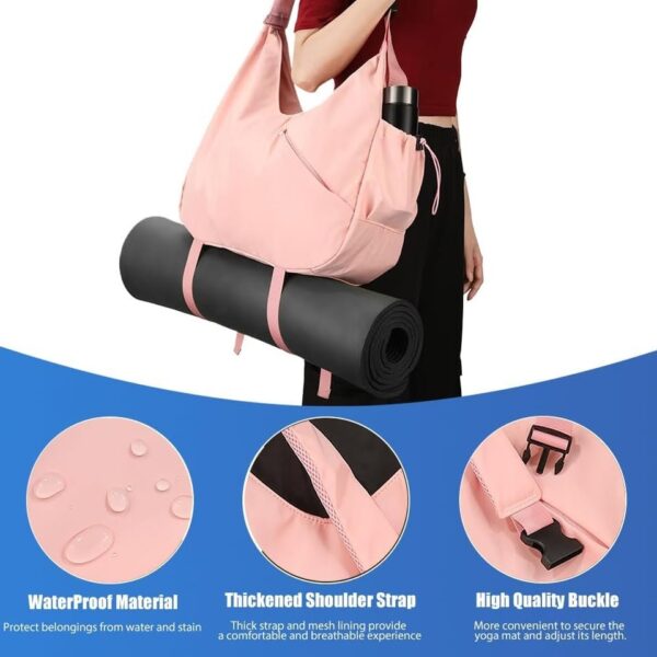 Yoga Tote Gym Shoulder Bag for Men&Women, Waterproof Wet Pocket & Adjustable Mat Strap - Image 3