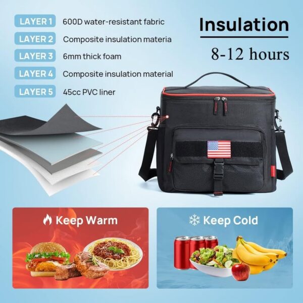 Lekespring Cooler Bag Lightweight Cooler Leak-Proof with Zipper - Image 2