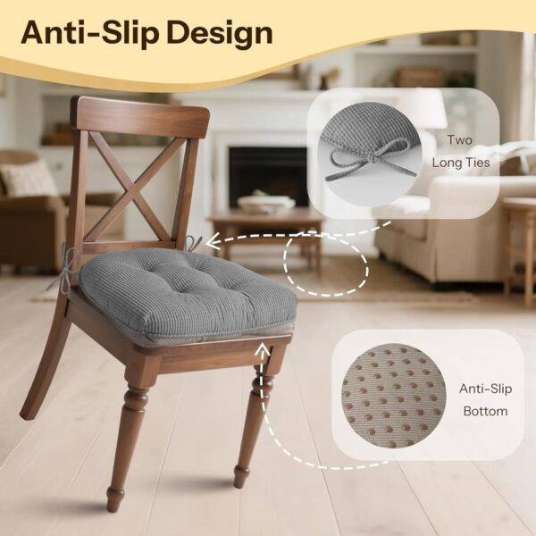 FlyGulls Kitchen Chair Cushions Set of 4 18"X16.5"X3" Anti Slip Dining Chair Kitchen Seat Cushion - Image 3