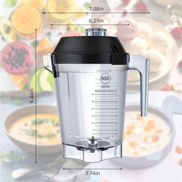 Pitcher 48oz Compatible with Vitamix Quiet One VM0100A 15978 16016 36019 VM0145 - Image 2
