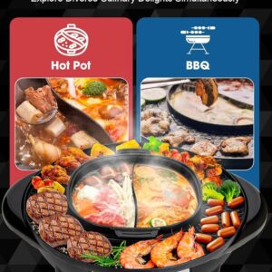 Soupify Hot Pot with Grill, 2-IN-1 Electric Hotpot Pot Korean BBQ Grill