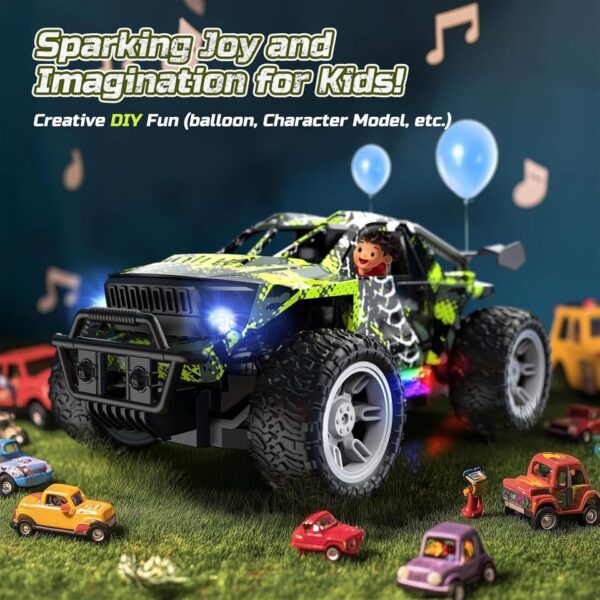 DEERC S101 Remote Control Car with LED Colorful Lights, 1:18 RC Truck for Boys - Image 2