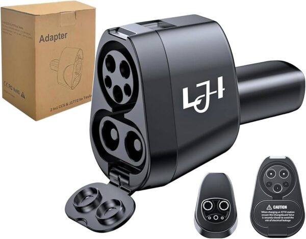 LJH 2-in-1 CCS1 & J1772 to Tesla Adapter for Model Y/3/S/X/Cybertruck - 250KW DC Fast Charging