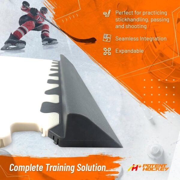 Ice Hockey Home Training Kit: 10 Pcs Synthetic Ice Tiles + 4 Puck Stopper edgings + 4 Rebounder - Image 4