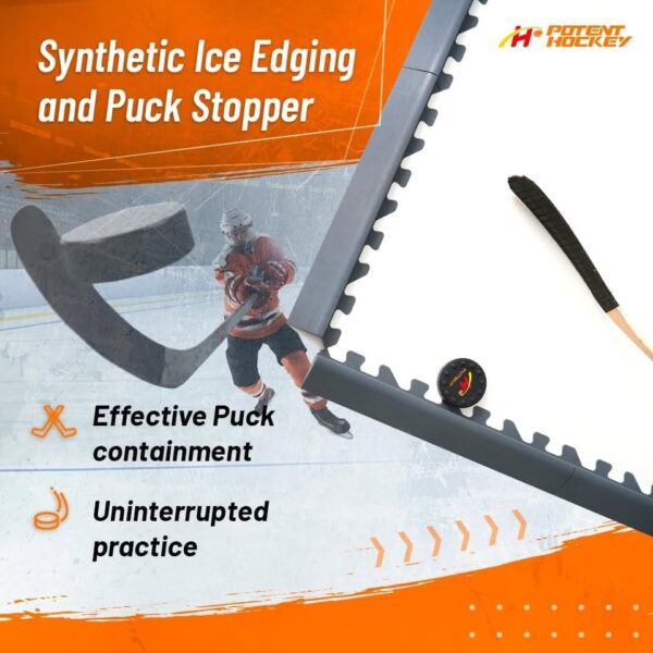Ice Hockey Home Training Kit: 10 Pcs Synthetic Ice Tiles + 4 Puck Stopper edgings + 4 Rebounder - Image 2