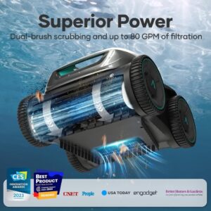 AIPER Cordless Robotic Pool Cleaner, WavePath Navigation, Wall-Climbing, Quad-Motor