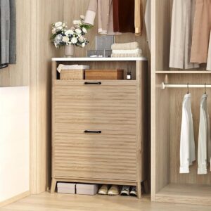 HOMEFORT Shoe Storage Cabinet, Freestanding Shoe Storage with Two Flip Drawers