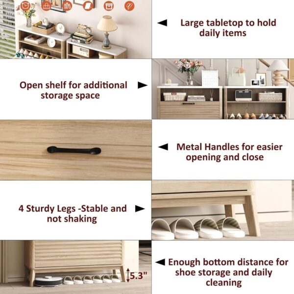 HOMEFORT Shoe Storage Cabinet, Freestanding Shoe Storage with Two Flip Drawers - Image 2