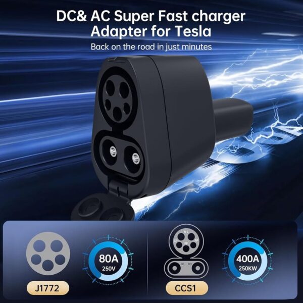 LJH 2-in-1 CCS1 & J1772 to Tesla Adapter for Model Y/3/S/X/Cybertruck - 250KW DC Fast Charging - Image 2