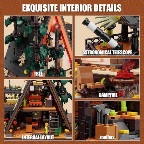 TYCOLE Wood Cabin Building Blocks Set with LED Lights,1180 Pcs Wooden Forest House BuildingToys - Image 4