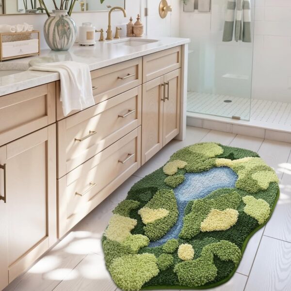 DEXI Thick Moss Bath Mat Non Slip, 24x43 Soft Absorbent Bathroom Rug - Image 2