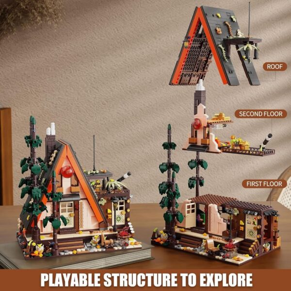TYCOLE Wood Cabin Building Blocks Set with LED Lights,1180 Pcs Wooden Forest House BuildingToys - Image 5
