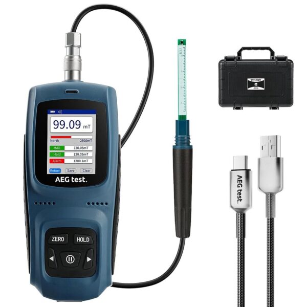 AEGTEST AEG-8103 Gauss Meter, Rechargeable Tesla Meter 0-2500mT, Magnetometer with Data Logging - Image 2