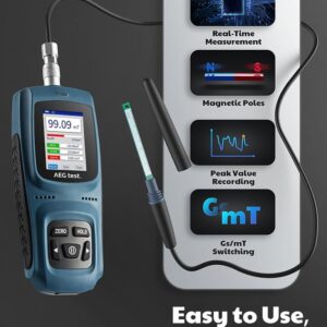AEGTEST AEG-8103 Gauss Meter, Rechargeable Tesla Meter 0-2500mT, Magnetometer with Data Logging