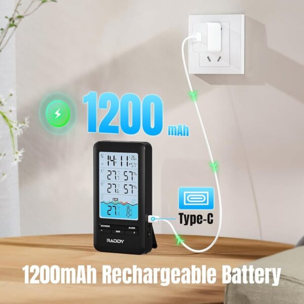 Raddy PT-3 Wi-Fi Pool Thermometer Floating Easy Read with 2 Additional Remote Sensors - Image 3