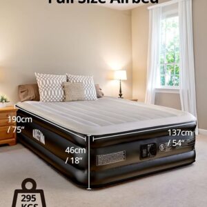 Airefina Air Mattress Full with Built in Pump, Inflatable Mattress for Camping, Guests & Home
