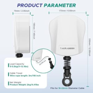 Universal EV Cable Retractor, Wall Mounted Cable Management System