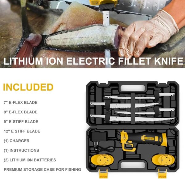 VynNetic Cordless Electric Fillet Knife, Rechargeable Yellow Fillet knife - Image 2