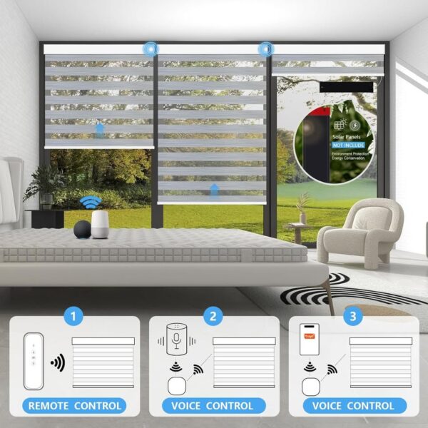Rechargeable Horizontal Wireless Shades for Windows Compatible, Alexa, Google,(Grey, 29" W x 72" H) - Image 3