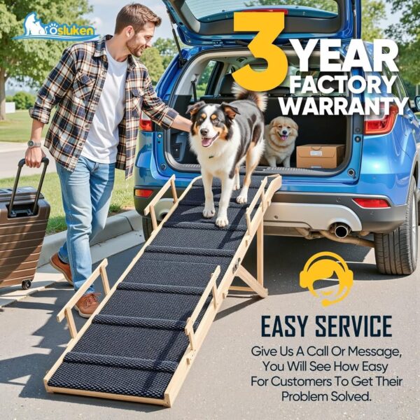 Dog Ramp for Bed with Rails, 64" Long Foldable Pet Ramp for Small Large Dogs - Image 2