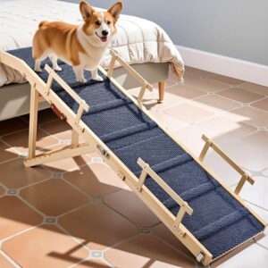 Dog Ramp for Bed with Rails, 64" Long Foldable Pet Ramp for Small Large Dogs