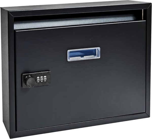 Piowio Outdoor Wall-Mounted Mailbox Post Combination Lock and Viewing Window (32 * 24 * 6cm Black)