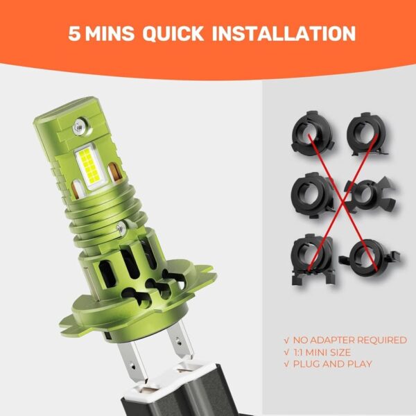 H7 Led Headlight Bulb,900% Brighter led h7 headlight bulb canbus error free,35000LM 6500K White - Image 2