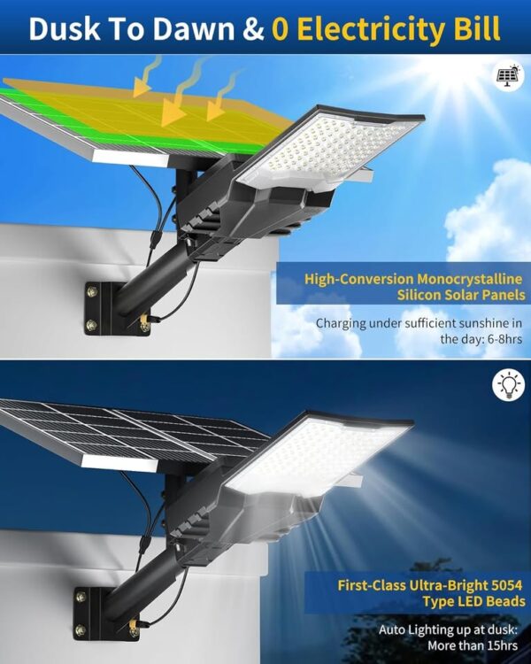 Gefolly Solar Street Lights Outdoor, Commercial Parking Lot Light Dusk to Dawn IP68 Waterproof - Image 3