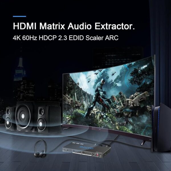 4K HDMI Matrix ARC 4 in 2 Out with CEC Dol-by Vision&Atmos in Sync SPDIF - Image 3