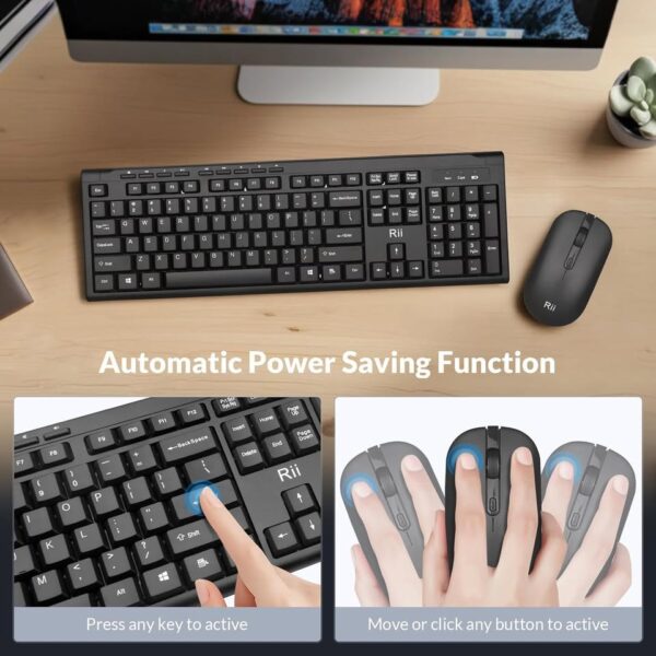 Rii Wireless Keyboard and Mouse Combo RK211,Full size Silent USB Mouse for PC,Laptop,Computer,Mac - Image 2