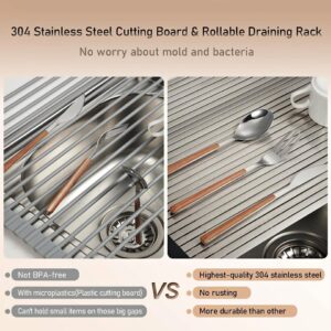 iupilon ProGrade 304 Stainless Steel Rollable Cutting Board & Over-Sink Drainer