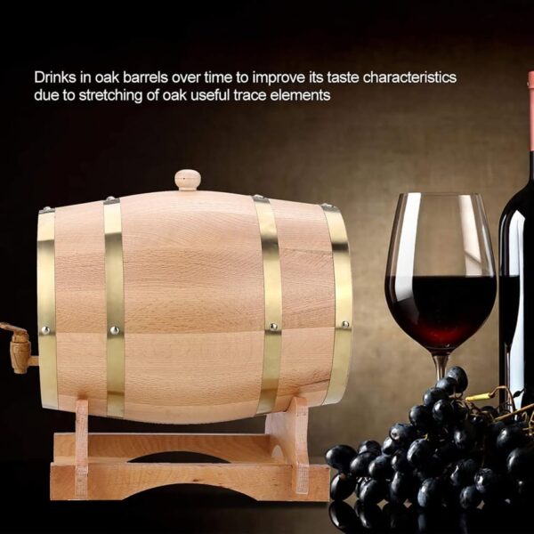 Oak Barrel, Vintage Oak Wood Wine with Long Service Life for Beer Whiskey Rum Port(10L) - Image 2