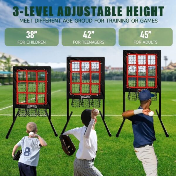 9 Hole Pitching Net, Heavy-Duty Baseball Net with Strike Zone for Pitching and Hitting - Image 2