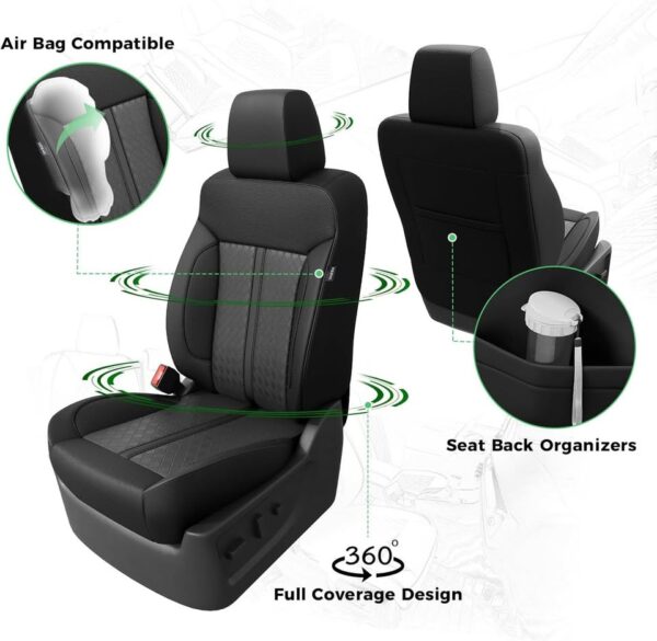 RIDEPOSH Chevy Silverado & GMC Sierra Leather Covers, Crew Cab 1500 2014-2018 & 2500HD 2015-2019 - Image 2