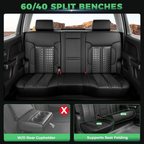 RIDEPOSH Chevy Silverado & GMC Sierra Leather Covers, Crew Cab 1500 2014-2018 & 2500HD 2015-2019 - Image 3
