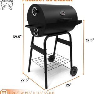 GRILLLAND 24INCH Charcoal Grill with Side Table, Outdoor BBQ Charcoal Grill for Camping Outdoor