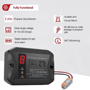 RV Propane Gas Detector, Digital Propane/LP Gas Alarm-12V DC for Motorhome Travel Trailer
