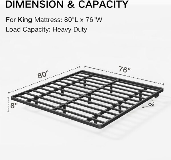 LAKKURI Floating Bed Frame King with Led Lights, King Size Floating Bed Frame - Image 2