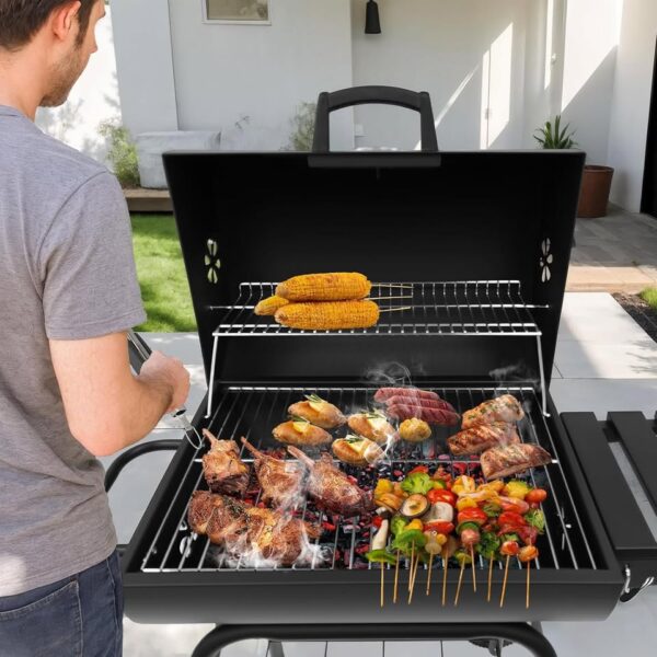 GRILLLAND 24INCH Charcoal Grill with Side Table, Outdoor BBQ Charcoal Grill for Camping Outdoor - Image 3