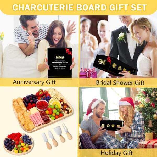 Portable Travel Charcuterie Board with Lid, 2 Sided Covered Cheese Serving Board to Go - Image 2