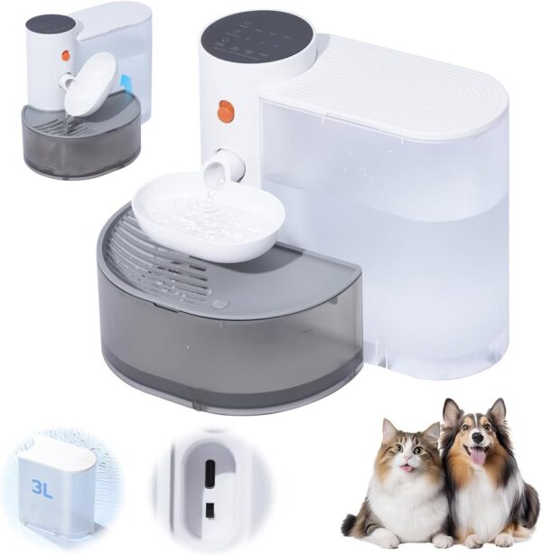 Auveach Smart Pet Water Fountain, 101.5oz/3L Wireless Cat Water Dispenser - Image 2