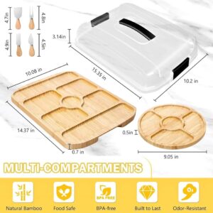 Portable Travel Charcuterie Board with Lid, 2 Sided Covered Cheese Serving Board to Go