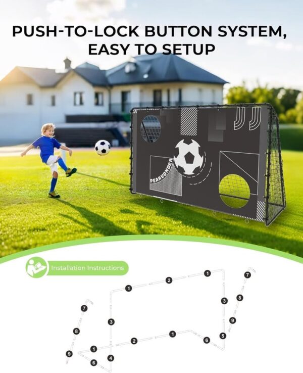 PEAKVONDER 7 x 5 ft Kids Soccer Net for Backyard, 2 in 1 Soccer Goal - Image 2