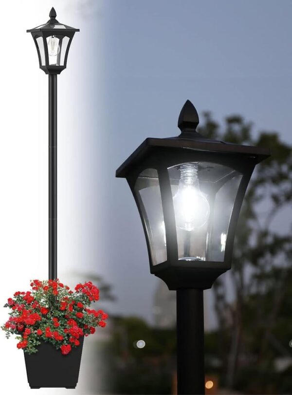 Solar Lamp Post Light, Waterproof Solar Lights Outdoor, 67“ 160CM Metal Glass - Image 2