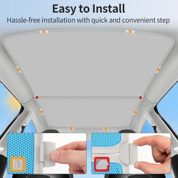 TSLDRV 2025 Upgrade Sunshade Roof for Tesla Model Y 2025-2020 [No-Gap/Sag-Free] - Image 3