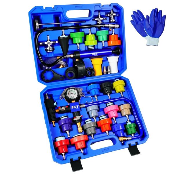 SGT Coolant Pressure Tester Kit, 31pc Universal Cooling System Radiator Leak Tester - Image 2