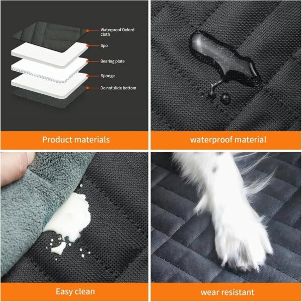 Chioratree Back Seat Extender for Dogs - Hard Bottom,Waterproof Dog Car Seat Cover for Back Seat - Image 3