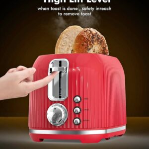 LONGDEEM 2 Slice Toaster with Extra Wide Slots & Removable Crumb Tray, 6 Browning Options